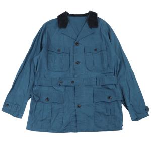 美品 ポータークラシック 21AW パラフィンコーデュロイビンガムジャケット メンズ ビンテージブルー 青 M コート ベルト PORTER CLASSIC｜opal-shop1