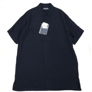 【未使用】ヨウジヤマモトプールオム HN-B68-245 オーバーサイズ 半袖 シャツ メンズ サイズ 3 濃紺 日本製 Yohji Yamamoto POUR HOMME｜opal-shop1
