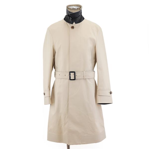 【美品】トムフォード バルカラー ステンカラーコート メンズ 46 ライトベージュ チンストラップ ...