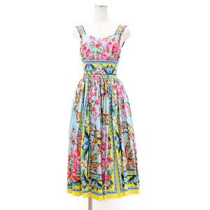 【未使用】DOLCE&GABBANA ドルチェアンドガッバーナ ワンピース フローラル プリント プリーツ ドレス レディース サイズ 38 マルチカラー