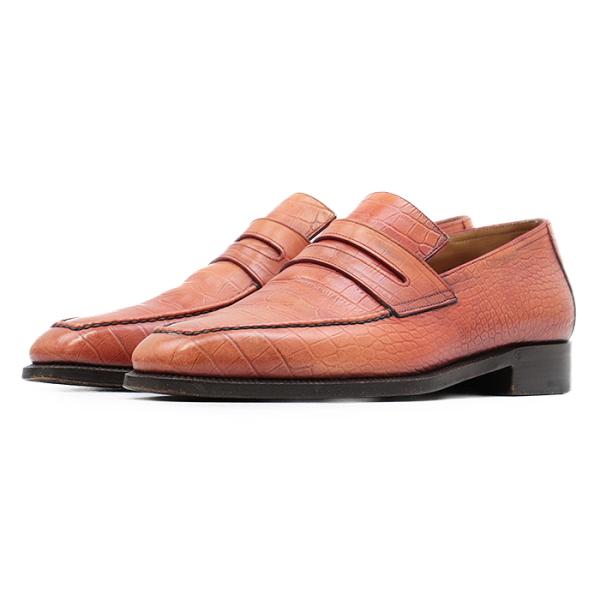 【美品】Berluti ベルルッティ コインローファー クロコ エンボス 型押し レザー シューズ ...