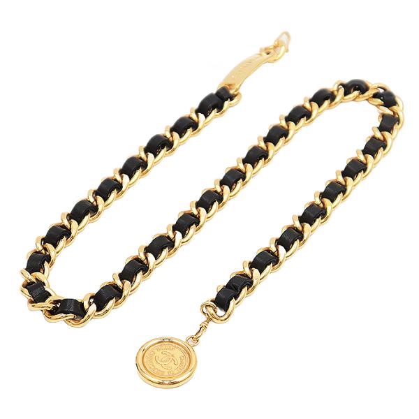 CHANEL シャネル チェーンベルト レザー コンビネーション ロゴ プレート COCOマーク コ...