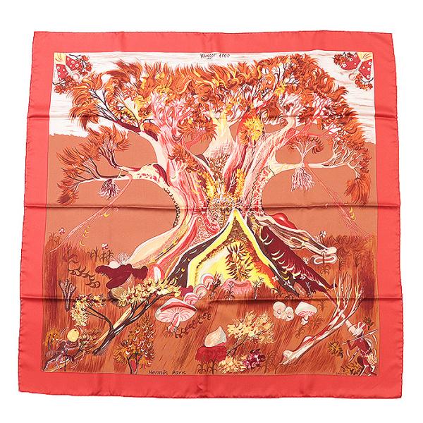 【新品同様】HERMES エルメス カレ90 KUGGOR TREE クガールツリー スカーフ シル...