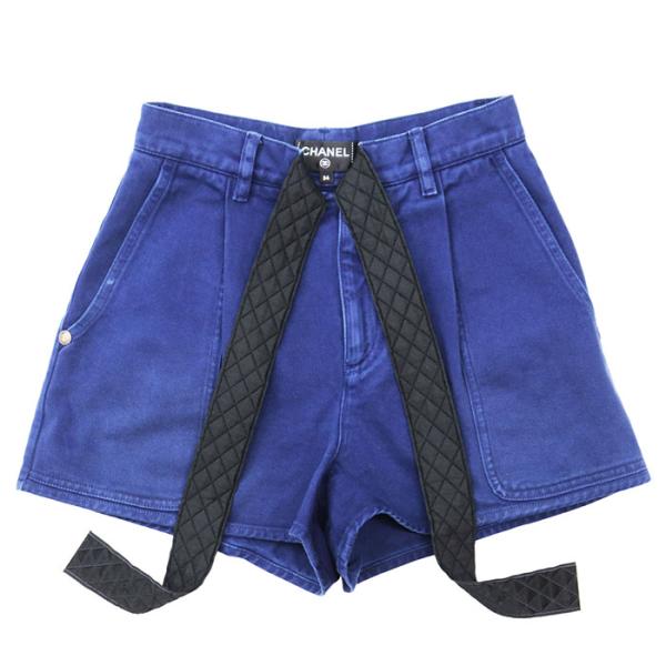 CHANEL シャネル ショートパンツ デニム P58413 18年製 CC ロゴ ダイヤキルト マ...