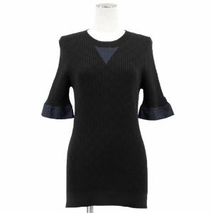 【新品同様】CHANEL シャネル ニット マトラッセ P45606 13年製 CC ロゴ 刺繍 リブ ステッチ チュニック丈 コットン レディース 42 黒 伊製