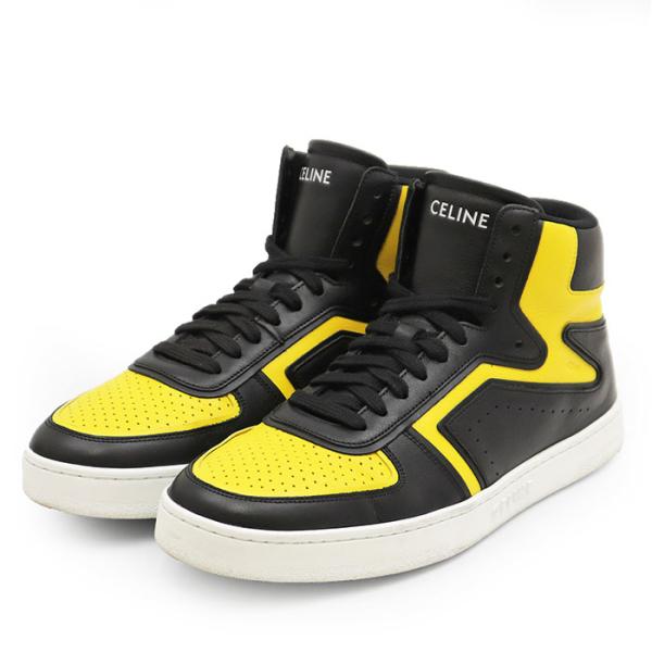 SALE【極美品】CELINE セリーヌ スニーカー レザー ハイカット CT-01 ロゴ プリント...