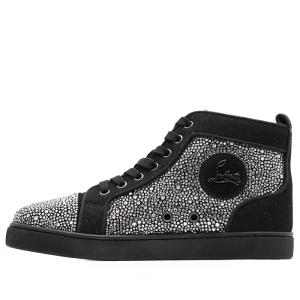 【新品同様】Christian Louboutin クリスチャンルブタン スニーカー Louis Strass 37 レディース ロゴ ストラス クリスタル 黒 銀色 伊製