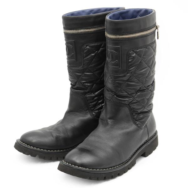 CHANEL シャネル ブーツ サイズ 37 レディース G26537 レザー COCOマーク スト...