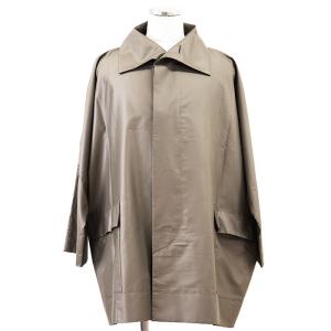 【美品】ISSEY MIYAKE イッセイミヤケ ステンカラーコート ポリエステルツイル 2 メンズ 比翼仕立て ビッグカラー カーキ 日本製