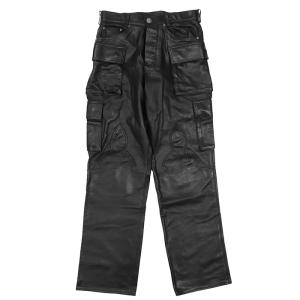 【美品】CHROME HEARTS クロムハーツ レザーパンツ サイズ 30 メンズ セメタリークロス フレアニー ボタンフライ ボトムス 黒 アメリカ製