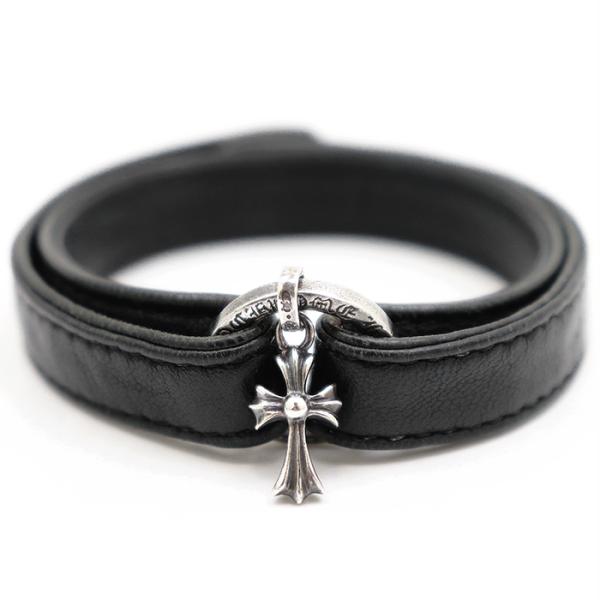 【希少】CHROME HEARTS クロムハーツ レザーブレスレット ユニセックス CHクロスチャー...