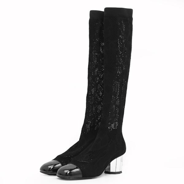 【未使用】CHANEL シャネル ロングブーツ サイズ 35 1/2 レディース カメリア COCO...