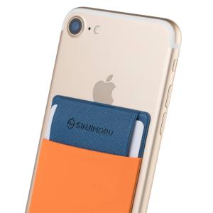 スマホ 手帳型 背面 カードケース パスケース カードホルダー SUICA PASMO カード入れ iphone android対応 オレンジ｜open-clothes