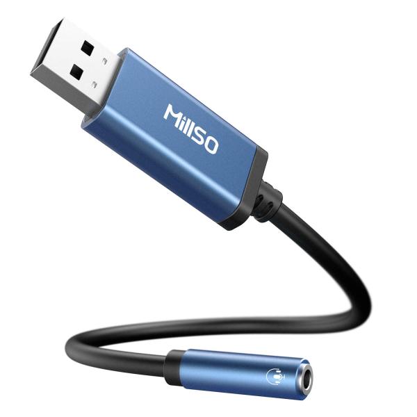 USB オーディオ 変換アダプタ 外付け サウンドカード USBポート- 4極（TRRS） ステレオ...