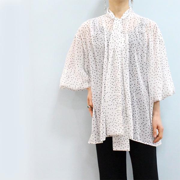 marie d'or マリードール 12405 シフォン ドット プリント ボウタイ ブラウス