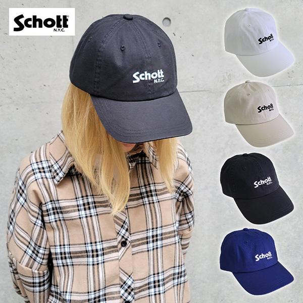 Schott NYC ショット ベーシック ロゴ コットンツイル キャップ 帽子 ワンポイント ロゴ...