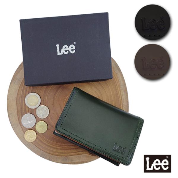 Lee リー 二つ折り二つ折 財布 折りたたみ財布 牛革 本革 イタリアン レザー メンズ レディー...