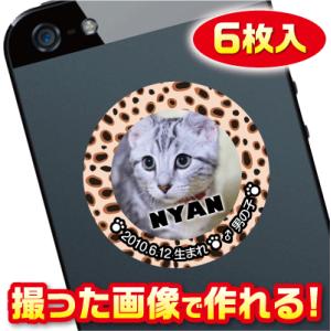 猫　名札　ステッカー/シール　オーダーメイド/オリジナル　スマホ/ガラケー/ケータイ　写真/名前入り...