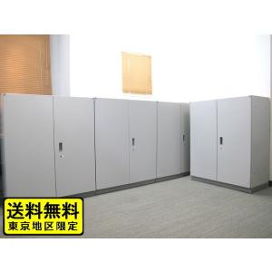 書庫 引違戸 スチール製 下置 W1760×D400×H1120mm 鍵付き キャビネット