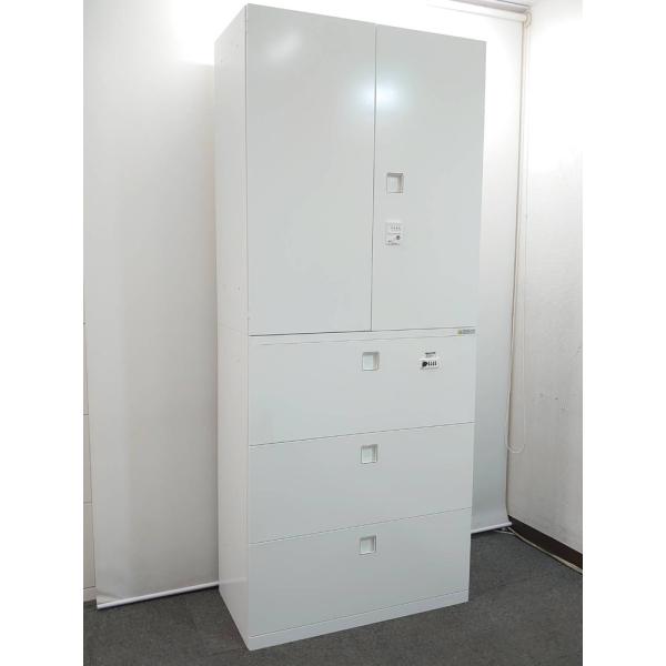 上下書庫 H2150 W900 オカムラ レクトライン 両開き書庫 ダイアル錠 ラテラル書庫 キャビ...