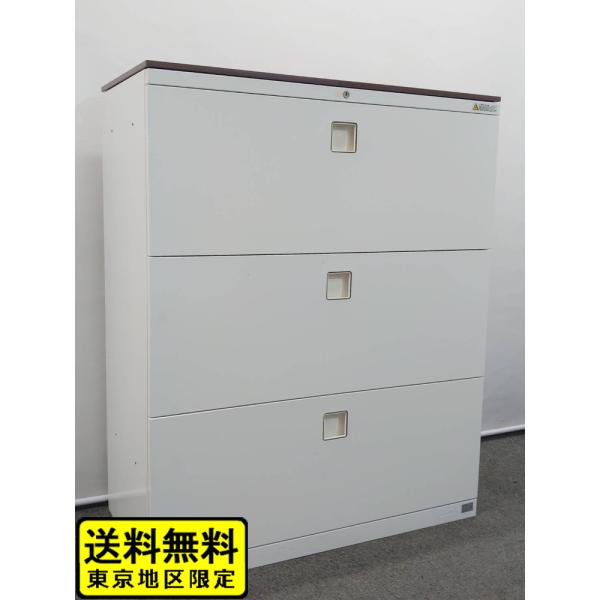 東京地区送料無料 ラテラル書庫 W900 H1150 オカムラ レクトライン ホワイト 3段 キャビ...