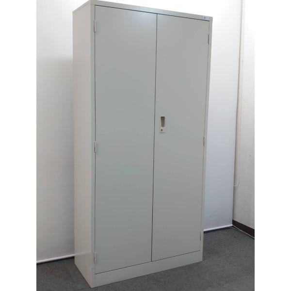 両開き書庫 スチール書庫 収納庫 キャビネット ホワイト H1790 D380 W880　中古