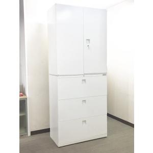 美品 オカムラ レクトライン 上下書庫 両開き書庫 ラテラル書庫 キャビネット ユニット書庫 スチー...