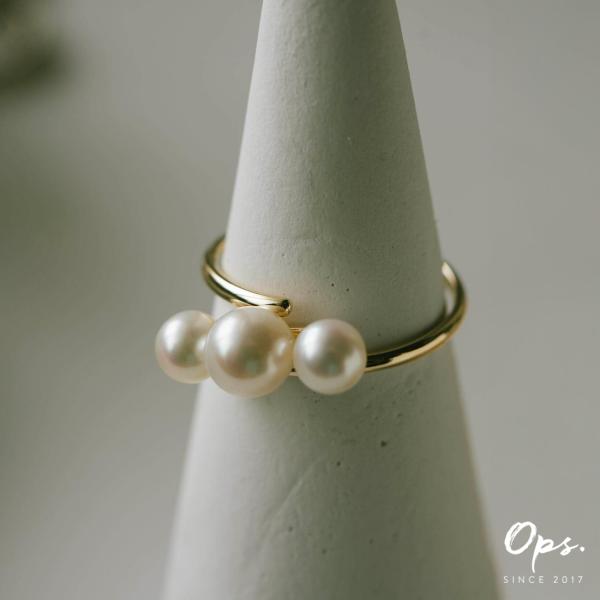 リング 指輪 真珠 パール 淡水 レディース ピンキー 10k 3連 細い 華奢 アレルギー対応 シ...