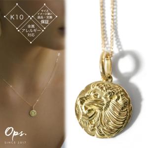 爆買 コイン ネックレス K10 10K レディース ライオン アニマル モチーフ 【rafolio-leone ラフォリオ・レオネ】 コインネックレス金貨 メダル 10金 リバ