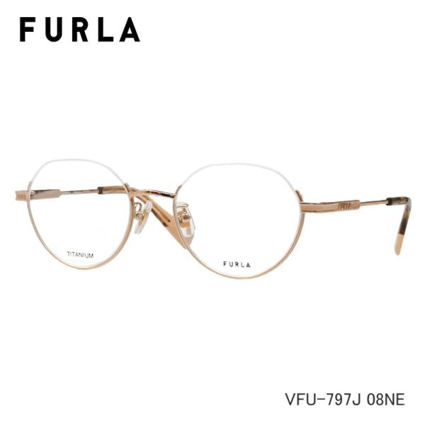 FURLA (フルラ) VFU797J 08NE ベージュゴールド アンダーリム チタン メガネ 伊...