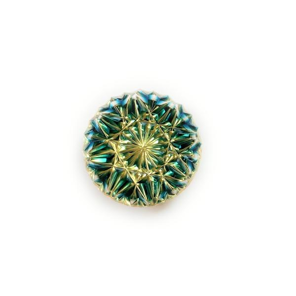 東京切子帯留め　ひまわり　ダークブルー・ゴールド