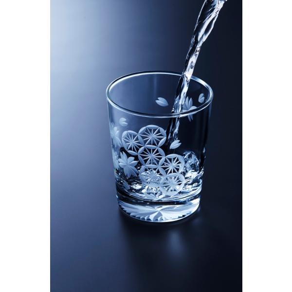 「縁起グラス」東京切子（花切子）ロックグラス　菊亀甲　桜宴　〜きくきっこう　さくらうたげ〜