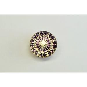 東京切子帯留め　ひまわり　パープル・ゴールド