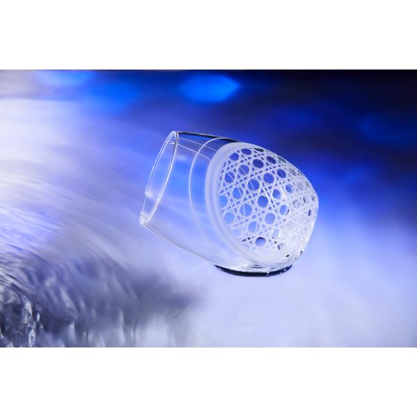 「未来を切り開く吉祥紋」　羽衣-東京切子(花切子）ワイングラス　しあわせ籠目