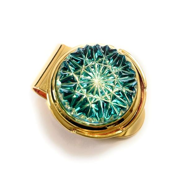 東京切子ゴルフマーカー　ひまわり　ダークブルー・ゴールド