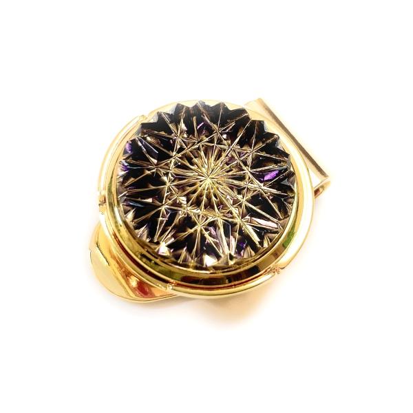 東京切子ゴルフマーカー　ひまわり　紫　ゴールド