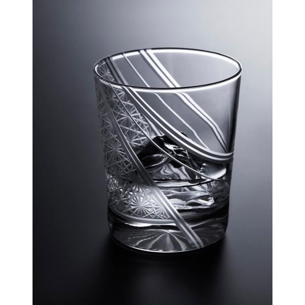 東京切子ロックグラス　羽衣　菊つなぎ