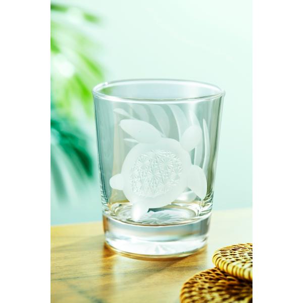 ハワイアンスタイル 東京切子ロックグラス ‐ ホヌ　菊つなぎ