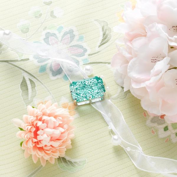 KILIKO　JEWELRY（東京切子）帯留め　天空　ピーコックグリーン