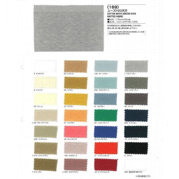 【切り売り】ユーズド20天竺　175cm巾　C100％　「卸売り1〜10m」