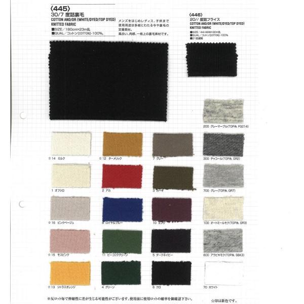 【切り売り】20//度詰フライス　その1（ベタカラー16色）　44/46cmW巾　C100％　「卸売...
