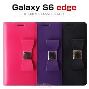 お取り寄せ Galaxy S6 edge ケース LAYBLOCK Ribbon Classic Diary レイブロック リボンクラシックダイアリー 手帳型 ケース カバー｜option