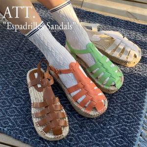 エーティティ サンダル ATT. レディース Espadrilles Sandals エスパドリーユ サンダル ブラック ブラウン アイボリー オレンジ グリーン 1480238 韓国 シューズ｜option