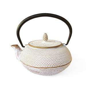 南部鉄器　急須　カラーポット　おしゃれ　ロジアソシエイツ　Roji　霰　ARARE　白×ゴールド　0.6L