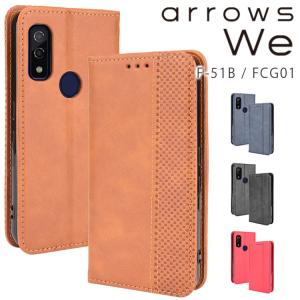 arrows We ケース 手帳 arrowsWe チェック柄 合革 レトロ 手帳 ケース F-51B FCG01