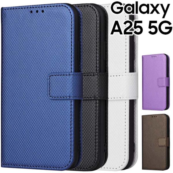 Galaxy A25 5G ケース 手帳 galaxya25  チェックレザー シンプル 手帳 ケー...