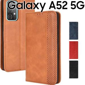 Galaxy A52 5G ケース 手帳 galaxya52 手帳型 スマホケース ギャラクシーa52 チェック柄 合革 レトロ 手帳 ケース チェックライン手帳ケース