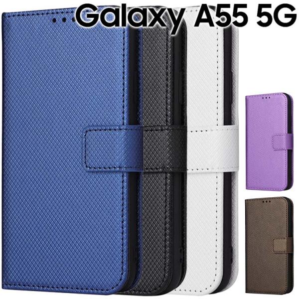 Galaxy A55 5G ケース 手帳 galaxya55 チェックレザー シンプル 手帳 ケース...