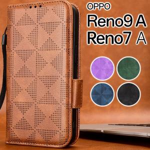 OPPO Reno7 A ケース 手帳 OPPOReno7A 三角チェック柄 手帳 ケース OPG04オッポ レノ7A