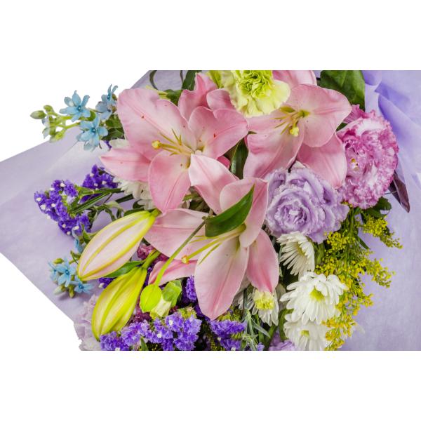 お盆 ユリのお供え花束(大) お盆 仏花 お仏壇 お墓 弔事 お供え 豪勢 切花 オランダ屋